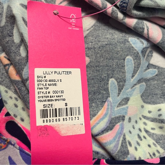 Lilly Pulitzer Finn Top NWT women’s size small colour block custom graphic print - Picture 13 of 16
